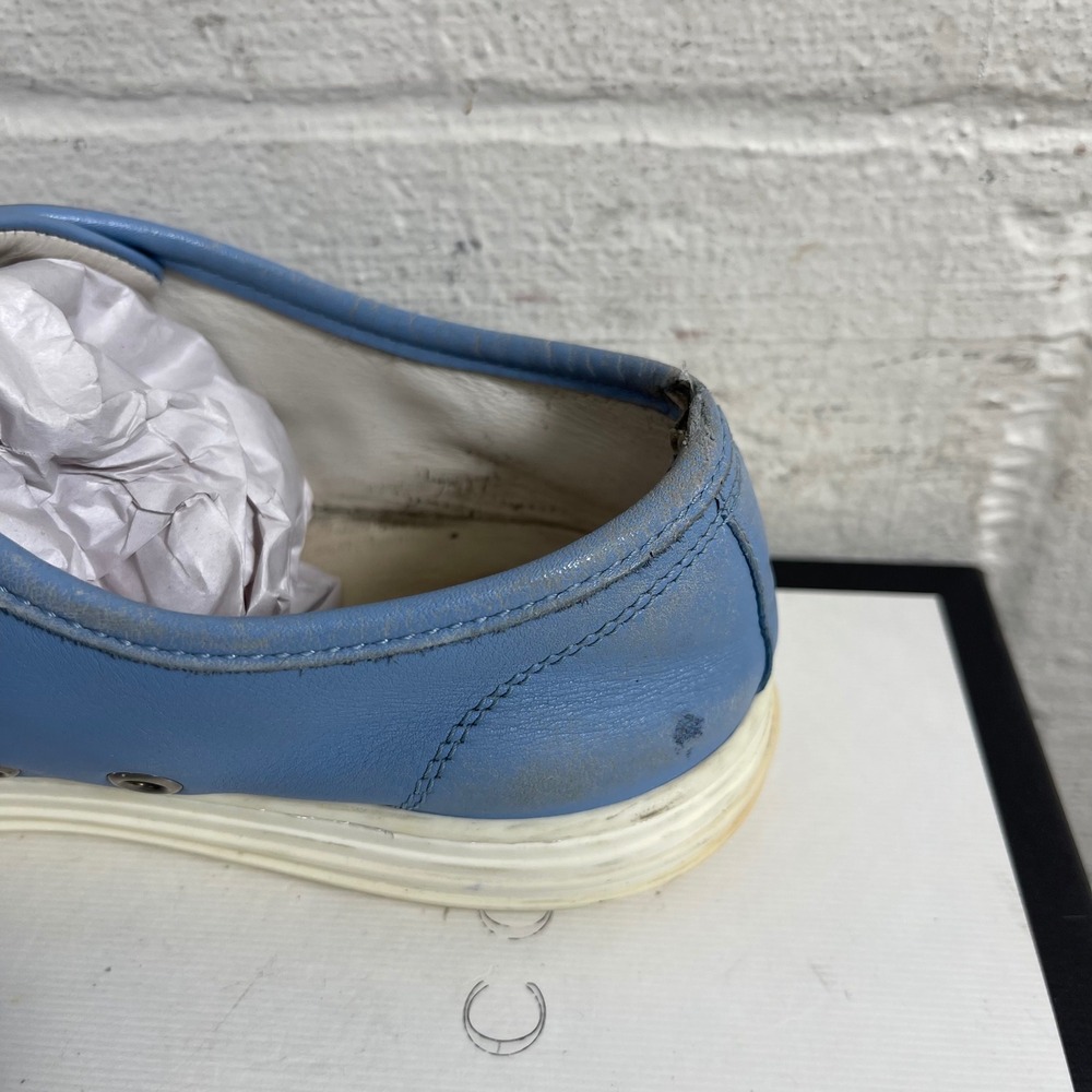 Gucci Women's Blue Leather Trainers Low Top Sneaker Lace up Size 36.5/6.5 US - Picture 10 of 13